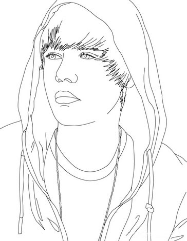 coloriage justin bieber avec une capuche